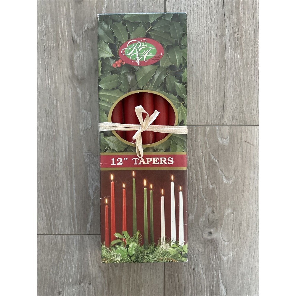 Vintage Robert Alan Christmas‎ Taper Candles Red 12" Dinner Holidays Box 10 New
